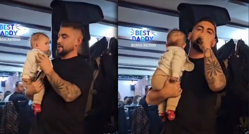 виктор картинов со детето во рака