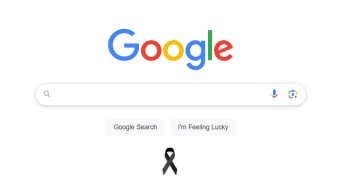 Гоогле со cрна лента во знак на поčит кон žртвите од трагедијата во Коčани!